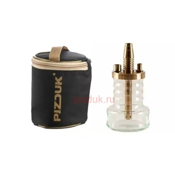 Кальян Pizduk Lite Gold (Черно-золотая сумка, прозрачная колба)